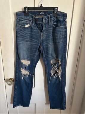 Hollister Dark Blue Distressed Ripped Jeans